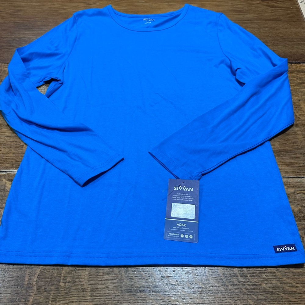 Sivvan‎ Women's Long Sleeve pool Blue Top sz XL NWT B